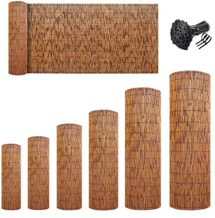 Arelle Bamboo Esterno Arelle Canniccio 0,5m 1,1m 1,2m 1,4m 1,5m 1,6m 1,8m Alto Giardini Balconi Schermo Privacy Ombreggiante Bambù per Recinzioni E Decorazioni Diritto Robusto Facile Tagliare(Brown)
