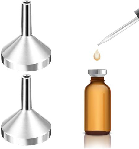 2 Piezas Embudo Pequeño Mini Embudos Acero Inoxidable Embudo Cocina Embudo Metálico para Rellenar, Atomizadores, Botellas de Cocina, Cosméticos Líquidos(Plata, Dia.18mm)