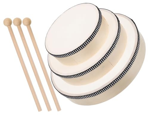 Toyvian Lot De 3 Tambourins à Main Percussion en Bois 6/8/10 Pouces pour Adultes, Instruments De Musique Portables, Usage Éducatif Et Musique en Famille, Accessoires De Percussion Pédagogique