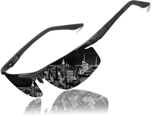 Polarisierte Sonnenbrille Herren Damen UV-Schutz Sportbrille Fahrerbrille | Leichte TR90 Rahmen,Rutschfest,CAT 3,zum Angeln,Autofahren,Wandern,Radfahren,Golf,Reisen,Strandutensilien,Nachtfahrbrille