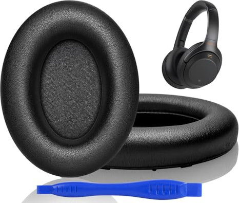 Replacement Ear Pads for Sony WH-1000XM3 (WH1000XM3) Over-Ear Headphones, Earpads Replacement Cushions Sony XM3 with Softer Protein Leather, Noise Isolation Memory Foam, Extra Thick- Black