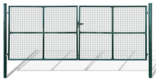 Emmtore Gartentor Gartentür Zauntor Gartenpforte Zauntür Hoftor Gartenzaun Pforte Metalltor Hoftür Tor Stahl,Grün,415 x 200 cm