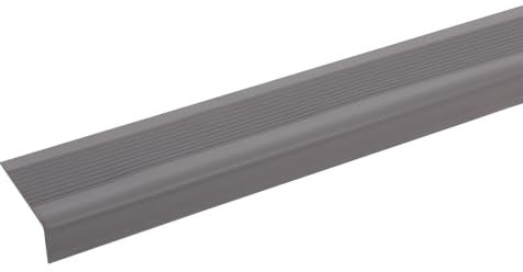 10m Treppenkantenprofil, Winkelprofil Selbstklebend, Kantenschutz Selbstklebend, Anti-Rutsch Treppenkante, PVC-Treppen Kantenleiste (50x25mm) (Grau)