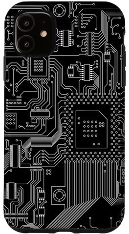 Carte mère circuit puce sombre informatique fond d'ordinateur Coque pour iPhone 11