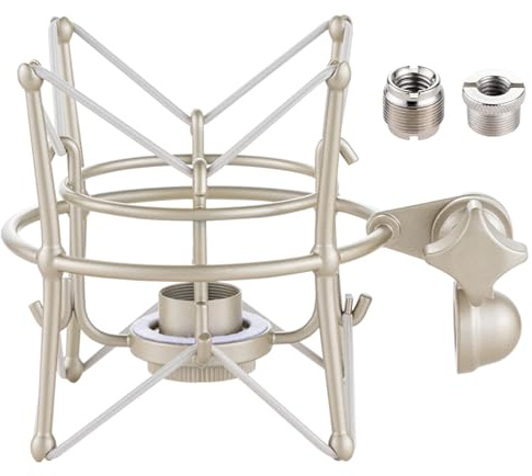 Xereizo Microphone Shock Mount, Metal Universal Mic Holder Spider Recording Mic Shockmount Stand Compatible with Many Condenser Mics for Almost of Neumann
