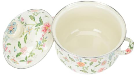 Ciieeo Pentola Smaltata Da 22 Cm Doppie Maniglie Ergonomiche, Pentola D'epoca Antiaderente Per Cucinare Latte, Salse e Noodles, Adatta Per Uso Su Fornelli a Gas e Piani a Induzione