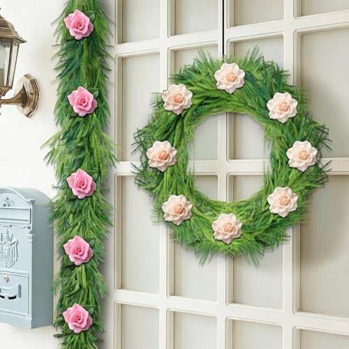 Real Touch Norfolk Pine Wedding Garland - 12ft Soft Artificial Greenery for Wedding Arch, Lush Table Runner Garland for Reception, Realistic Pine Vines for Ceremony Aisle & Backdrop Decor
