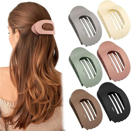 KEWUF 6 Pcs pince plate cheveux, pince cheveux plate, Pinces Cheveux, Pince Cheveux Femme Plate, Pinces à Cheveux au Design Courbé pour S'allonger et Conduire, Pince Cheveux Mat Et Forte Tenue
