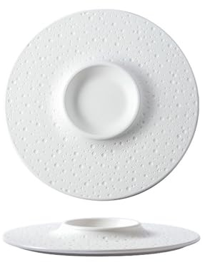 Vaisselle exquise nordique minimaliste en céramique noire et blanche - Assiette volcanique blanche de 26,7 cm