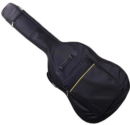 GSXLZ Gitarrentasche 41 Zoll Akustikgitarrentasche Wasserdicht Ripstop Oxford Nylon Doppelgurte Gepolstert Schwarz Gitarrenkoffer Musical