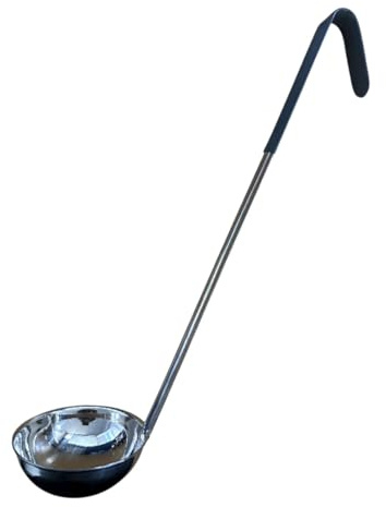 CateringBase Ltd Colour Coded Soup Ladle, Stainless Steel with Grey Handle, 1oz-8oz Portion Control (4 oz)