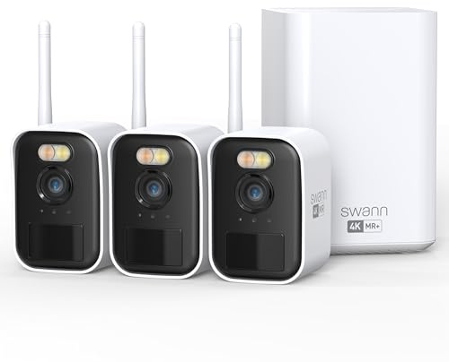 Swann Maxranger MINI 4K Wireless Security Camera System, Long-Range Wi-Fi up to 1000ft, Home/Outdoor, 8CH 3-Cam NVR Kit, 24/7 Recording, Color Night Vision, True Detection, No Monthly Fee, MRMINISD3