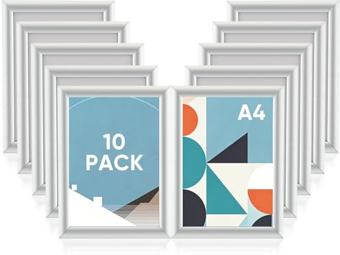 10 Pack A4 Clip Frame Snap Frame, Silver