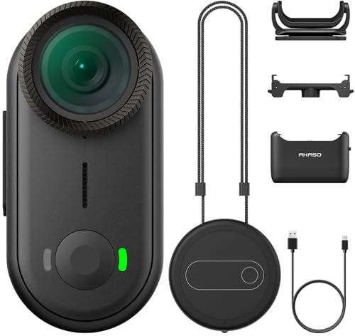 AKASO Mini-actionkamera 4K30FPS – kroppskamera 64 GB bärbar vloggningskamera med 3 m vattentät, 360 minuters inspelningstid, POV-kamera för sport, vlog, husdjur (nyckelring 3)