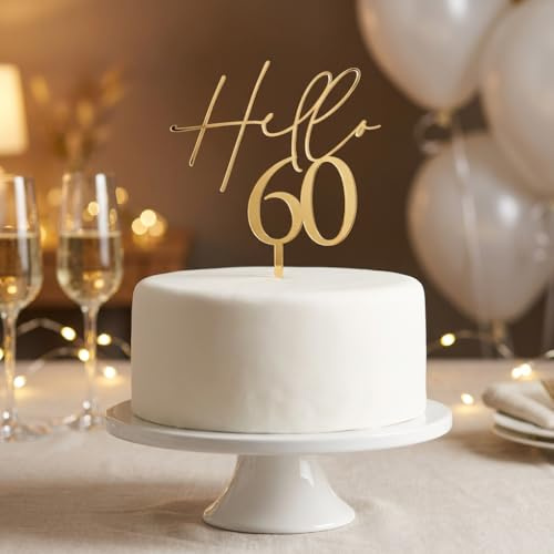 Cake Topper for 60th Birthday, Retirement, Diamond Wedding Anniversary (Style 1)