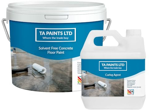T A Paints Ltd 100% Epoxy Resin Concrete Floor & Garage Paint Low Odour Solvent Free Heavy Duty Two Pack Coating Industrial, Factory Floor Paint 5Kg BS 18 E 53 Blue