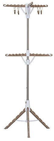 Household Essentials 2 Tier Tripod Clothes Drying Rack, Air Dryer and Garment Rack, Use to Dry Laundry or Hang Clothes, Portable and Compact, Tan
