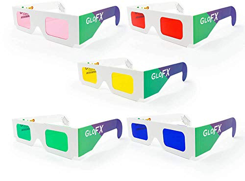 GloFX Color Paper Glasses - 5 Pack - Chakra Chromotherapy Light Therapy