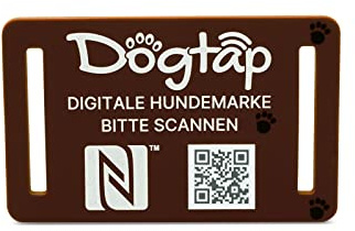Dogtap Light Big, digitale Hundemarke für mittlere bis große Hunde, mit NFC-Chip und QR Code für Kontaktdaten und Steckbrief, aus Silikon, wasserfest, flexibel, 67 x 40 mm