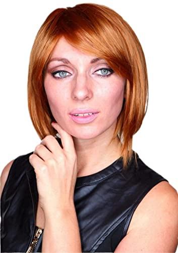 Prettyland Damen Blond Braun kupfer-blond Kurze Perücke Alltag Bob Stufe Glatt Pony BOB Kurz-Haar natürlich Wig C1322