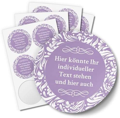 24 PERSONALISIERTE runde Etiketten mit Motiv: Lila Schnörkel - Ihre Aufkleber online selbst gestaltet, ganz individuell