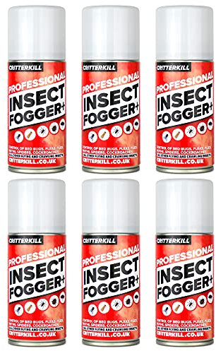 CritterKill Insect Fogger + | Total Release Automatic One Shot Fogging Insecticide for Fleas, Bed Bugs, Flies, Moths | 150ml (6 Pack)