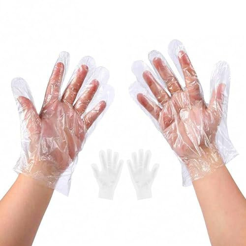 G4GADGET 100 Pack Disposable Kitchen Gloves – 25cm x 25cm Food Safe Plastic Gloves for Cooking, Food Prep, Cleaning & Household Use – One Size Fits Most – Clear Polyethylene