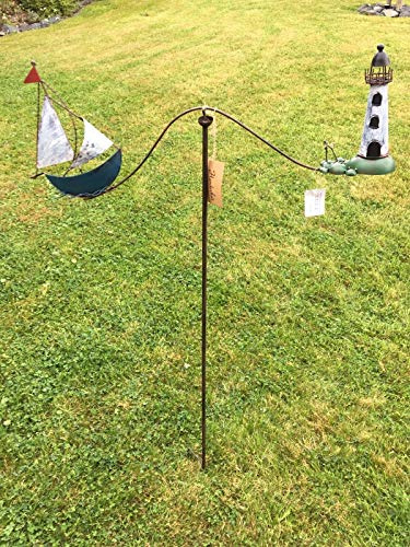 Windspiel Wippe Schiff Leuchtturm ArtFerro Metall 79x8x127 cm Maritim