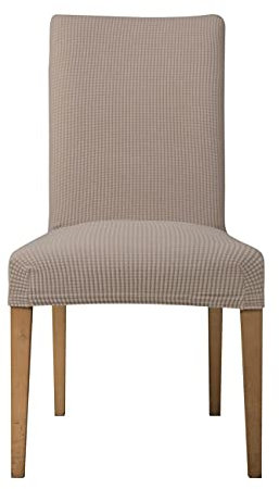 EBETA E Stuhlhussen 6 Stück, Elastische Stuhlbezug, Stretchhusse Stuhlüberzug Jacquard Hussen für Hochzeit Partys Bankett Deko, bi-Elastic Spannbezug (Sandfarbe, 6 Stück)