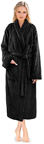 PAVILIA Premium kvinnors plysch mjuk rock fluffig, varm, fleece sherpa lurvig badrock, svart, L-XL