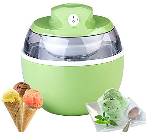 LTLCLZ Sorbetière Machine À Glace Électrique 0.6L Totalement Petit Automatique Enfant DIY Fait Maison Turbine A Glace pour Sorbet Glace, Crème Glacée, Yaourt,Vert