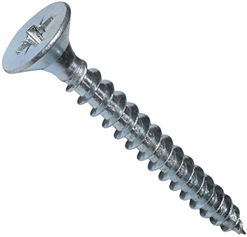 AERZETIX - Lot de 100 Vis à Bois - Ø6x50mm - en Acier Zingué Métal - Tête Fraisée - à Empreinte Cruciforme Pozidriv - Couleur Argent - C44843