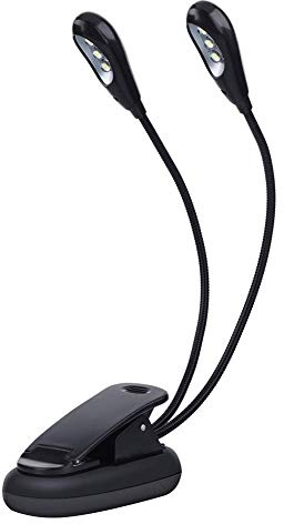 Clip-On-Lampe, Doppelt Verstellbarer Arm Leselampe mit 6 Perlen, Schreibtischleuchte für Musiker Studenten Büro Heimarbeit