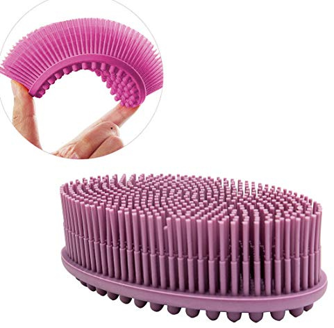 Body Brush,Silicone Body Bath Brush Double Side Back Scrubber Handle Bath Shower Brushes Scrubbers with Ultra Soft Bristles,Non-Slip