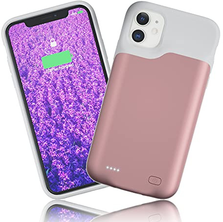 HUOBAO Akkuhülle für iPhone 11 (6,1),8500mAh 15W Power Bank Hülle Zusatzakku Akku Case Akku Ladehülle Handyhülle Akku Battery Case Akku Hülle für iPhone 11 Charger Case-Rose Gold