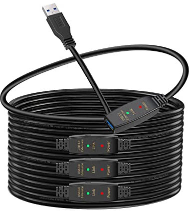 LDKCOK 75ft Active USB 3.0 Extension Cable with Signal Booster, USB A Male to Female Extender Cord, Includes Micro USB Power Cable for VR Headset, Webcam, Hard Drive, Printer, Xbox, Plug and Play