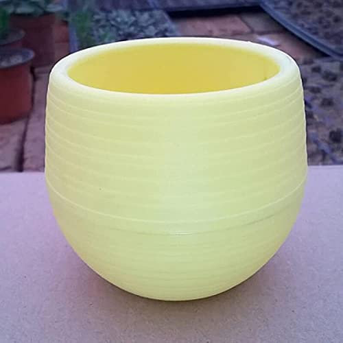 Bunte Mini-Trompete, niedlich, kreativ, Plastik, Regenbogen, Steinkugel, Sukkulente, Blumentopf, grüne Pflanze, Blumentopf (Gelb, Medium)