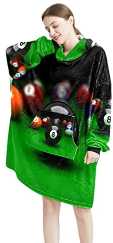 Tragbare Decke Hoodie Billard Ball Übergroße Kapuze für Frauen Bequemes Sweatshirt, Multicolor, One size