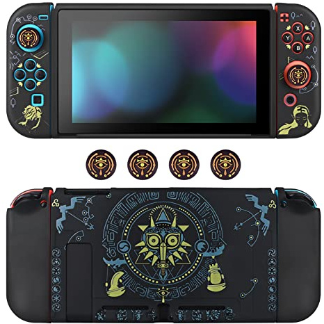 DLseego Coque pour Switch Dockable avec Couvercle pour Le joycon et Accessoires pour la Switch,Coque Souple de Protection Cool,4 Capuchons pour Le Pouce,Absorption des Chocs