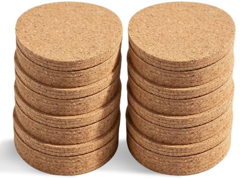 Juego de 100 Posavasos de Corcho para Bebidas. Posavasos de Madera Natural con Bordes Redondeados y Superficie Absorbente para té, café y Otras Bebidas frías o Calientes