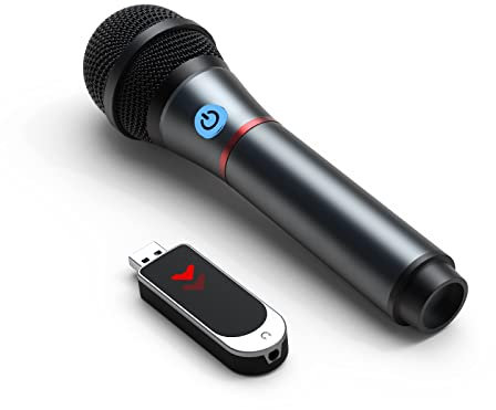 LOCOCO Drahtloses Mikrofon,UHF Kabelloses Karaoke Mikrofon,USB Handmikrofon mit Stummschaltfunktion, Geeignet für Audiogeräte/Computer/Mobiltelefon