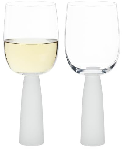 Anton Studio Designs Oslo Copas de Vino Hechas a Mano Perfectas para Vino Tinto, Vino Blanco, Agua o Bebidas - 300 ml - Frost - Juego de 2 Elegantes Copas de Vino