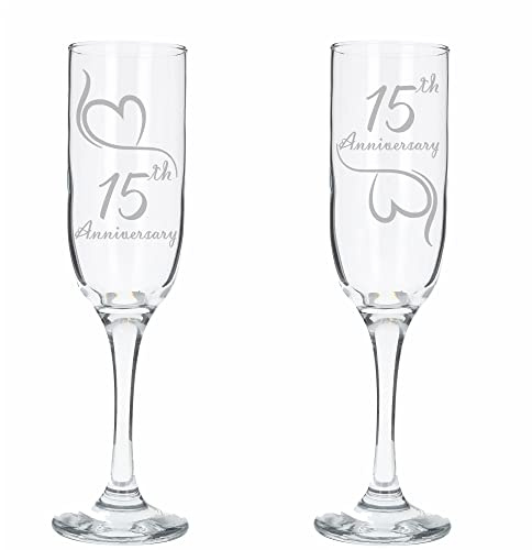 Always Looking Good Lot de 2 flûtes à champagne en cristal pour 15ème anniversaire de mariage (ALG)