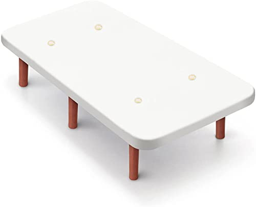 HOGAR24 ES | Base Tapizada Tejido 3D | Válculas de Transpiración | Estable y Resistente | Incluye Juego de Patas de Madera Color Cerezo | Color Blanco | Medida: 105x190 cm