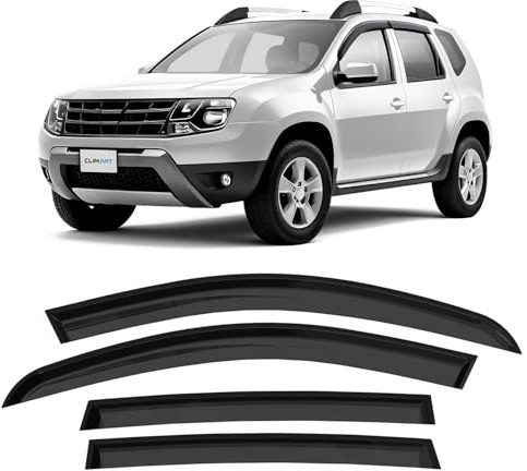 CLIM ART Windabweiser für/kompatible mit Dacia Duster 10-17 I - Klebe 4 St. | Regenabweiser Autofenster Regenschutz Dacia Duster I – bruchsicher Polycarbonat, kratzt nicht, wetterfest, frischluft