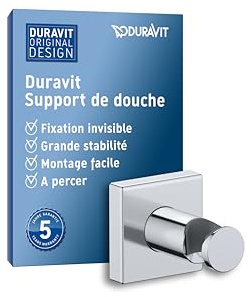 Duravit Universal Brausehalterung, Duschkopfhalterung für Handbrausen, Brausehalter eckig, Chrom