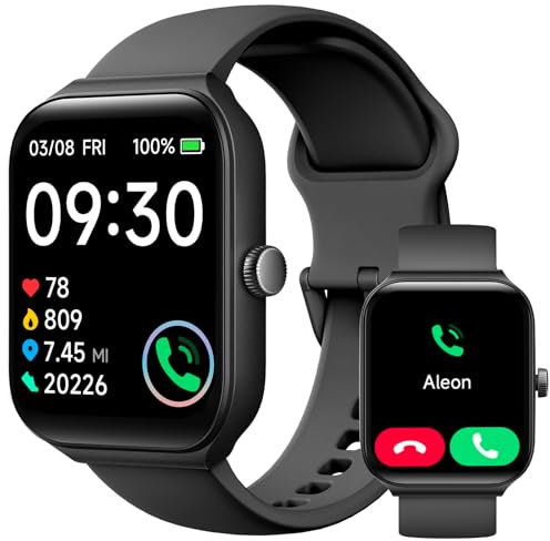 TOOBUR Montre Connectée Homme/Femme avec Alexa et Podometre, 1,95 Smartwatch avec 100 Sports, Repondre Appel et Cardiofrequencemetre,Étanche IP68 pour Natation,Compatible avec iOS et Android Noir