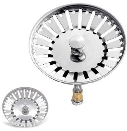 Siebkörbchen Spüle 79mm, Ersetzen können Blanco119146 Abflusssieb Küchenspüle, Edelstahl Spülbecken Sieb Stopper, mit Zapfen(30mm) für Exzenter-Bedienung
