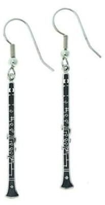 Clarinette earrings Miniblings pendant music instrument black metal thin, Métal
