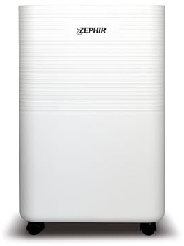 Zephir, Deumidificatore da 12 litri, 280W, Serbatoio d'acqua 2 litri, Timer 24 ore, Funzione asciugabiancheria, Con Ruote, Colore bianco